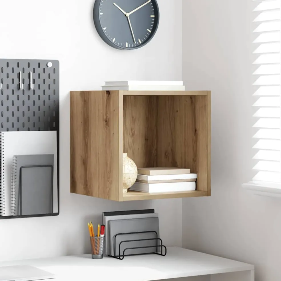 vidaXL Wandkast Muurmontage Artisan Eiken 37 x 37 x 37 cm Bewerkt hout