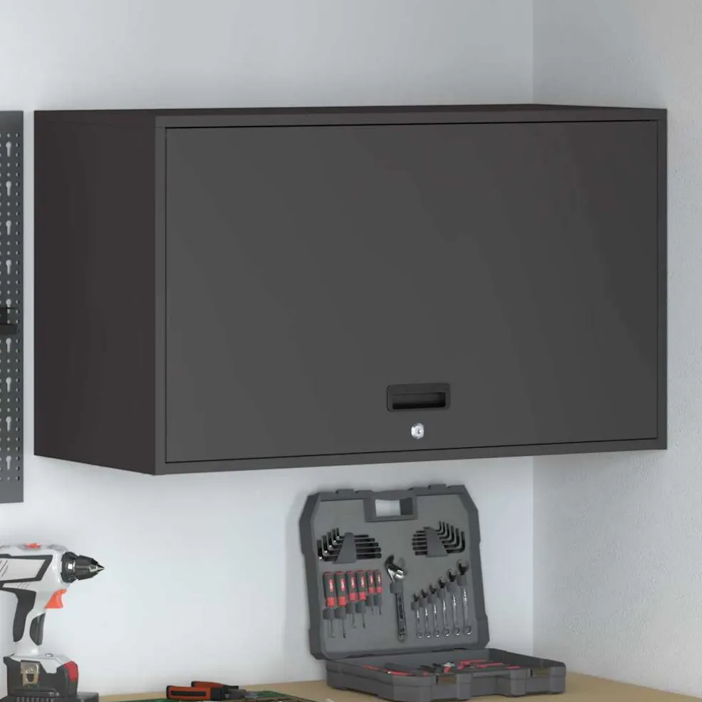 vidaXL Wandkast voor Garage Zwart 90 x 40 x 53 cm Poedercoating staal