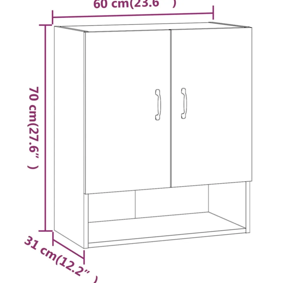 vidaXL Wandkast 60x31x70 cm bewerkt hout wit
