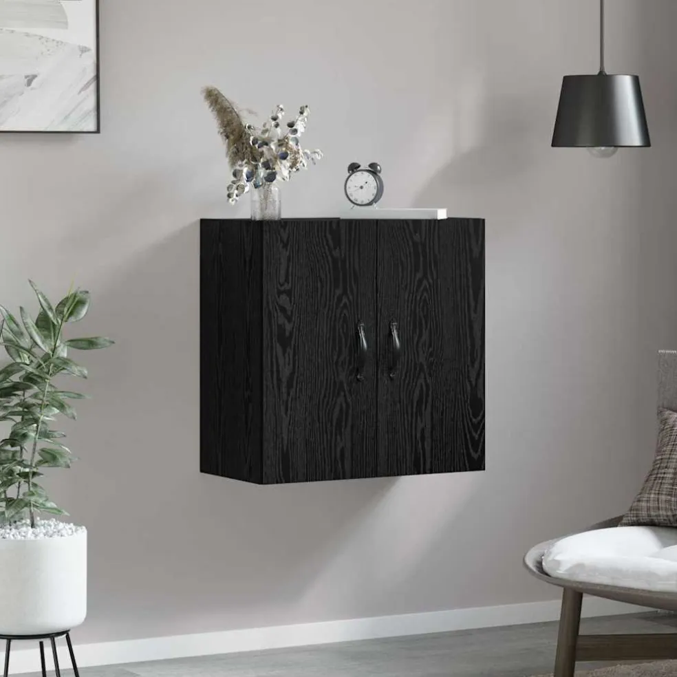 vidaXL Wandkast 60 x 31 x 60 cm Bewerkt hout Zwart Eiken