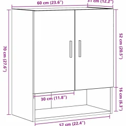 vidaXL Wandkast 60x31x60 cm bewerkt hout sonoma eikenkleurig