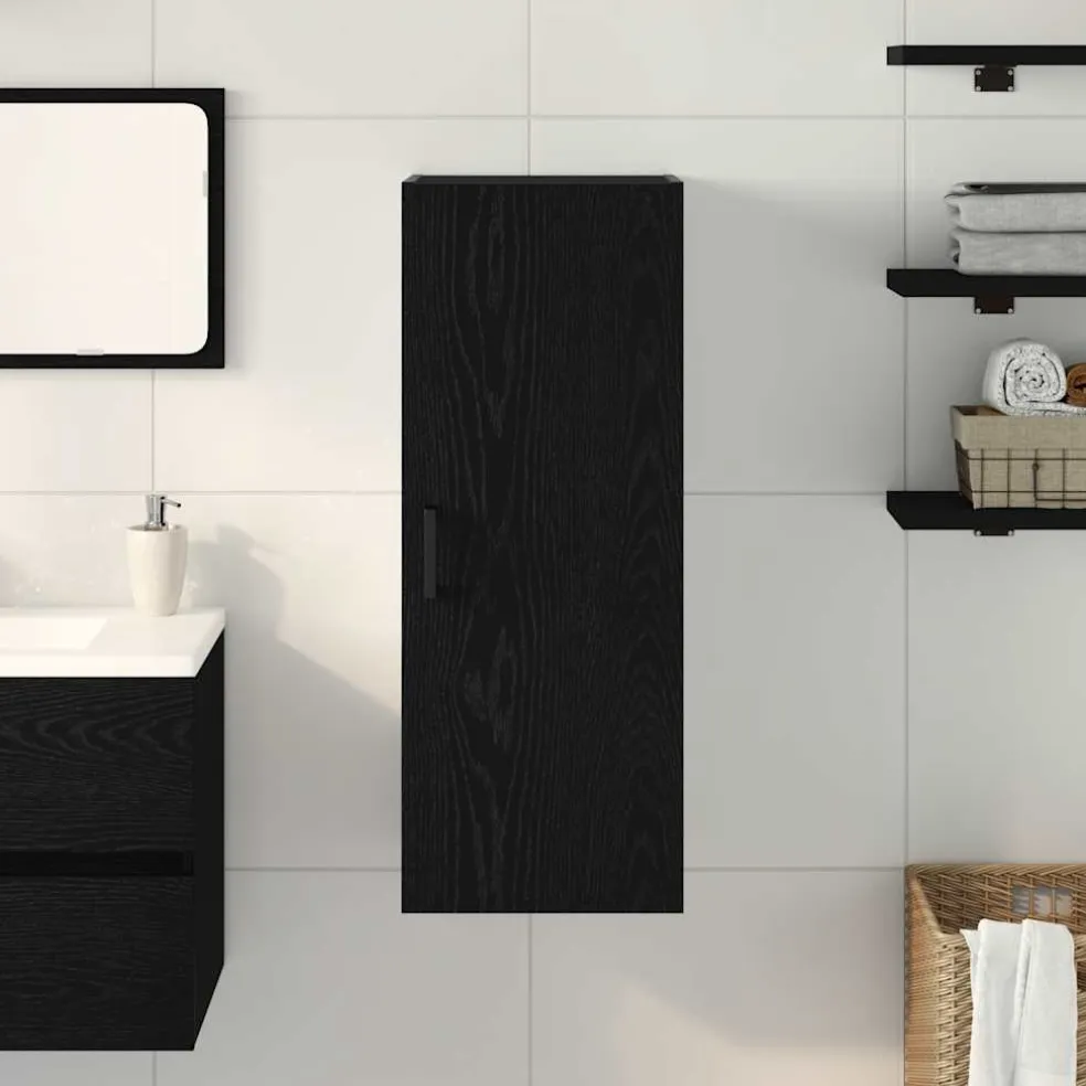 vidaXL Wandkast 34,5x34x90 cm bewerkt hout zwart eikenkleurig