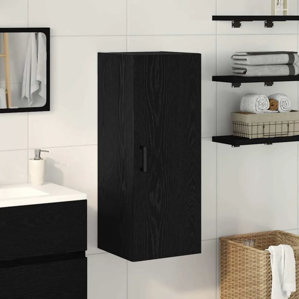vidaXL Wandkast 34,5x34x90 cm bewerkt hout zwart eikenkleurig