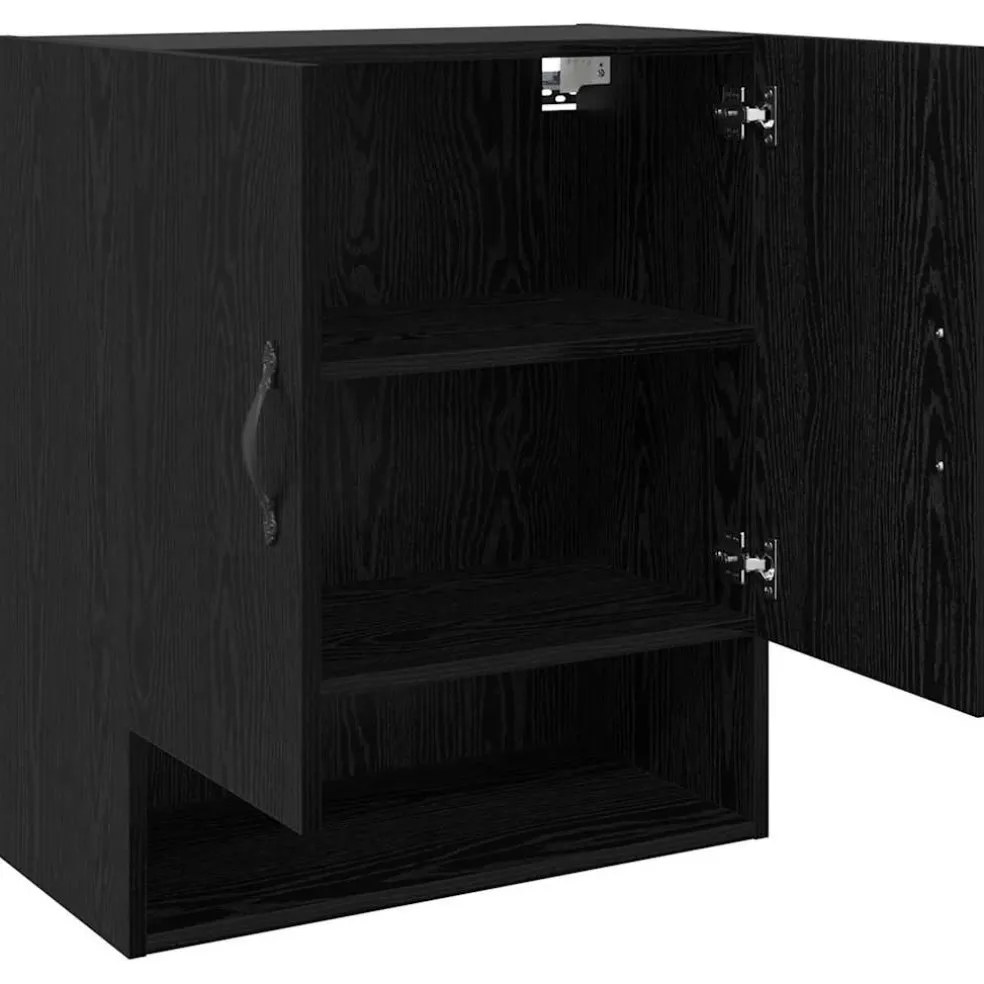 vidaXL Wandkast 60 x 31 x 70 cm Bewerkt hout Zwart Eiken