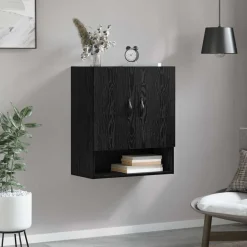 vidaXL Wandkast 60 x 31 x 70 cm Bewerkt hout Zwart Eiken