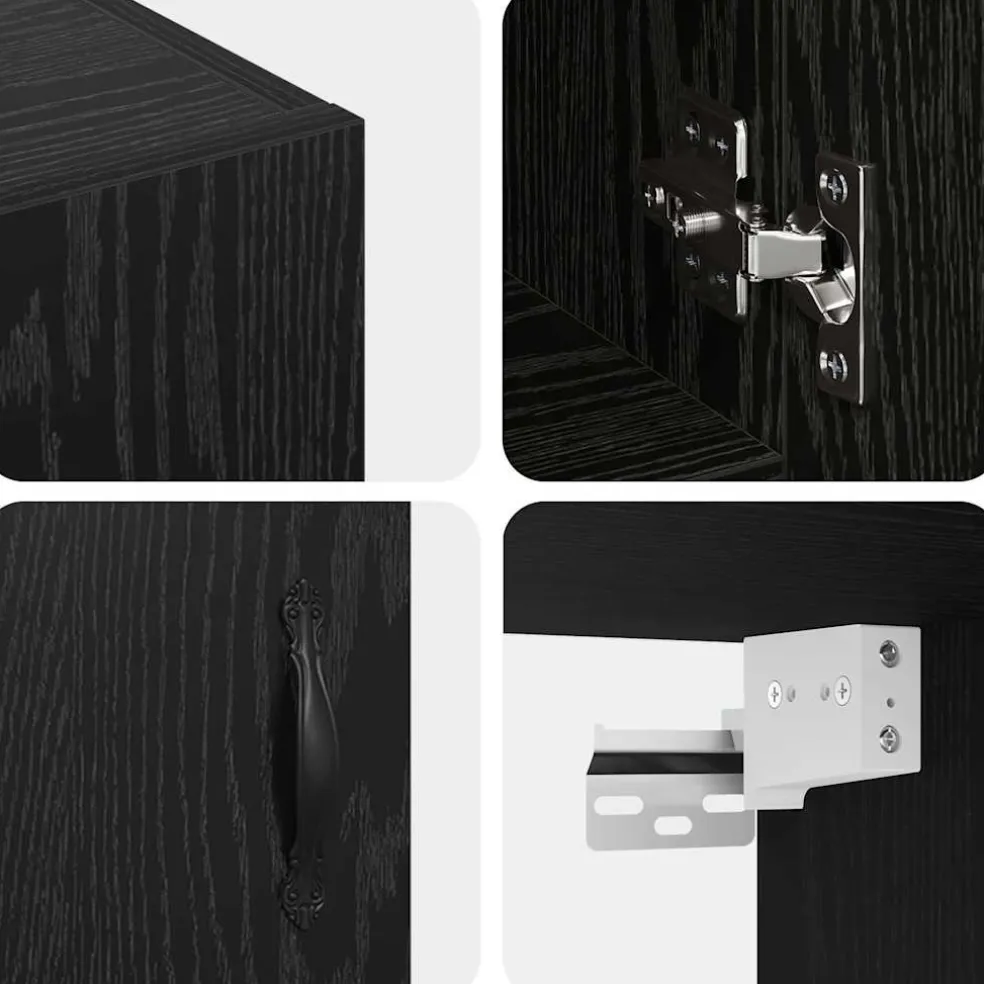 vidaXL Wandkast 60 x 31 x 70 cm Bewerkt hout Zwart Eiken