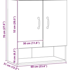 vidaXL Wandkast 60x31x70 cm bewerkt hout artisanaal eikenkleur
