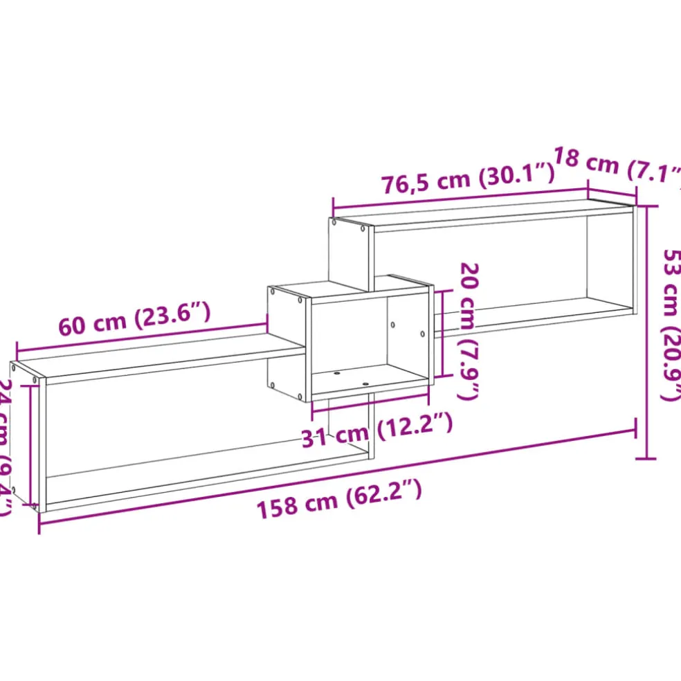 vidaXL Wandkast 158x18x53 cm bewerkt hout wit
