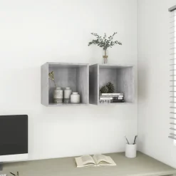 vidaXL Wandkast 37x37x37 cm bewerkt hout betongrijs