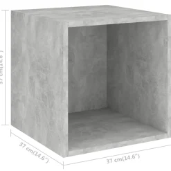 vidaXL Wandkast 37x37x37 cm bewerkt hout betongrijs