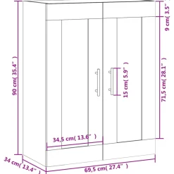 vidaXL Wandkast 69,5x34x90 cm bewerkt hout betongrijs
