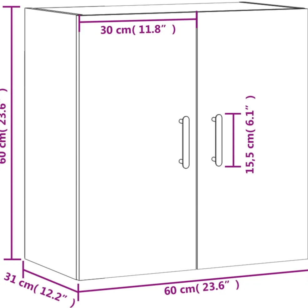 vidaXL Wandkast 60x31x60 cm bewerkt hout wit