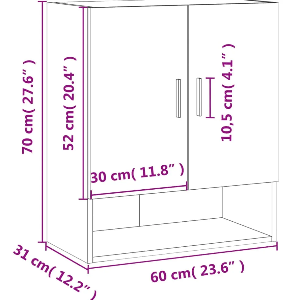 vidaXL Wandkast 60x31x70 cm bewerkt hout wit