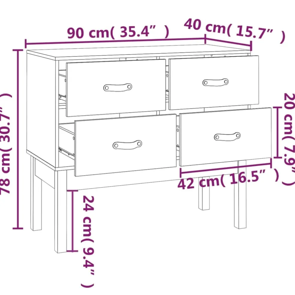 vidaXL Wandkast 90x40x78 cm massief grenenhout