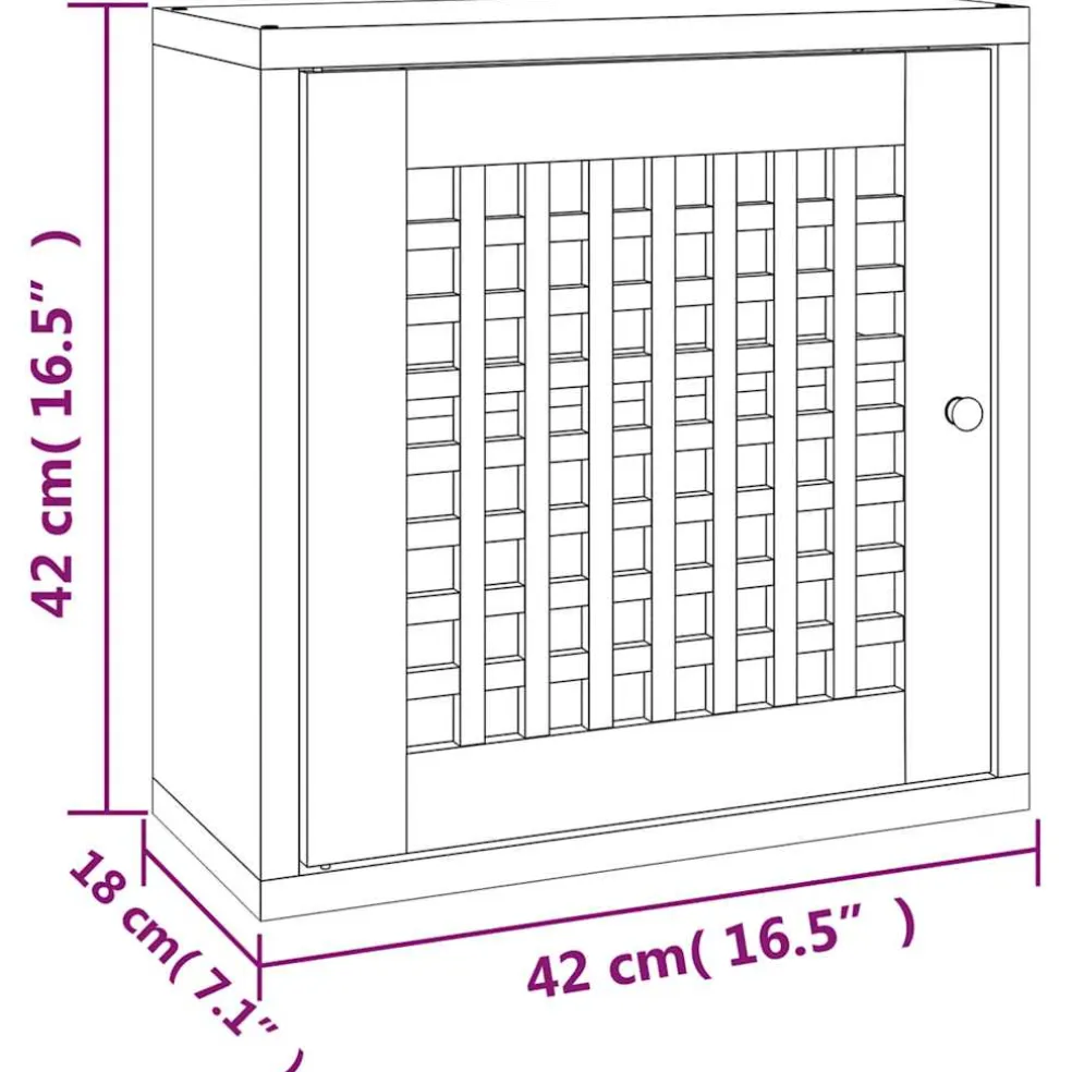 vidaXL Wandkast 42x18x42 cm massief walnotenhout