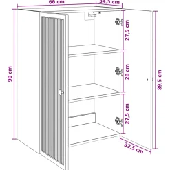 vidaXL Wandkast Zwart 66 x 34,5 x 90 cm Bewerkt hout