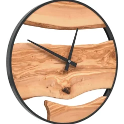 vidaXL Wandklok Ø35 cm ijzer en olijfhout bruin