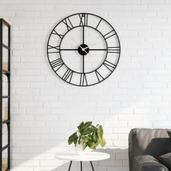 vidaXL Wandklok Ø50 cm ijzer zwart