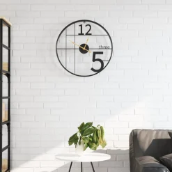vidaXL Wandklok Ø50 cm ijzer zwart