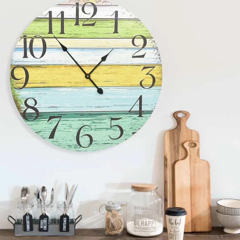 vidaXL Wandklok 60 cm MDF meerkleurig