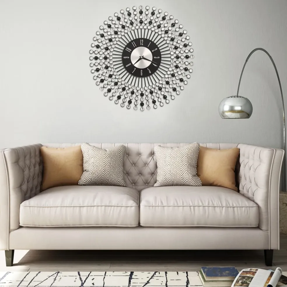 vidaXL Wandklok 43 cm metaal zwart