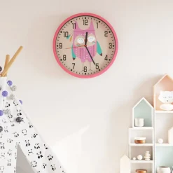vidaXL Wandklok Ø25,5 cm polystyreen en glas roze
