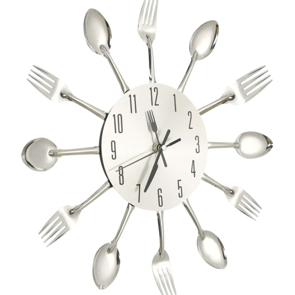 vidaXL Wandklok lepel-en-vork 31 cm aluminium zilverkleurig