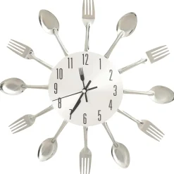 vidaXL Wandklok lepel-en-vork 31 cm aluminium zilverkleurig