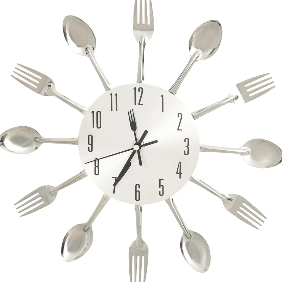 vidaXL Wandklok lepel-en-vork 31 cm aluminium zilverkleurig