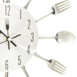 vidaXL Wandklok lepel-en-vork 31 cm aluminium zilverkleurig