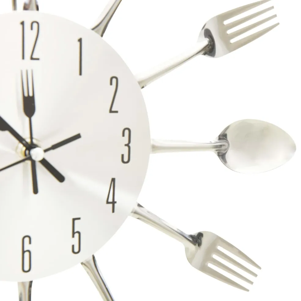 vidaXL Wandklok lepel-en-vork 31 cm aluminium zilverkleurig