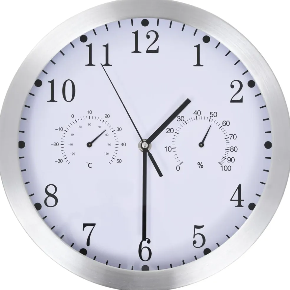 vidaXL Wandklok met quartz-mechanisme hygrometer thermometer 30 cm wit