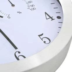 vidaXL Wandklok met quartz-mechanisme hygrometer thermometer 30 cm wit