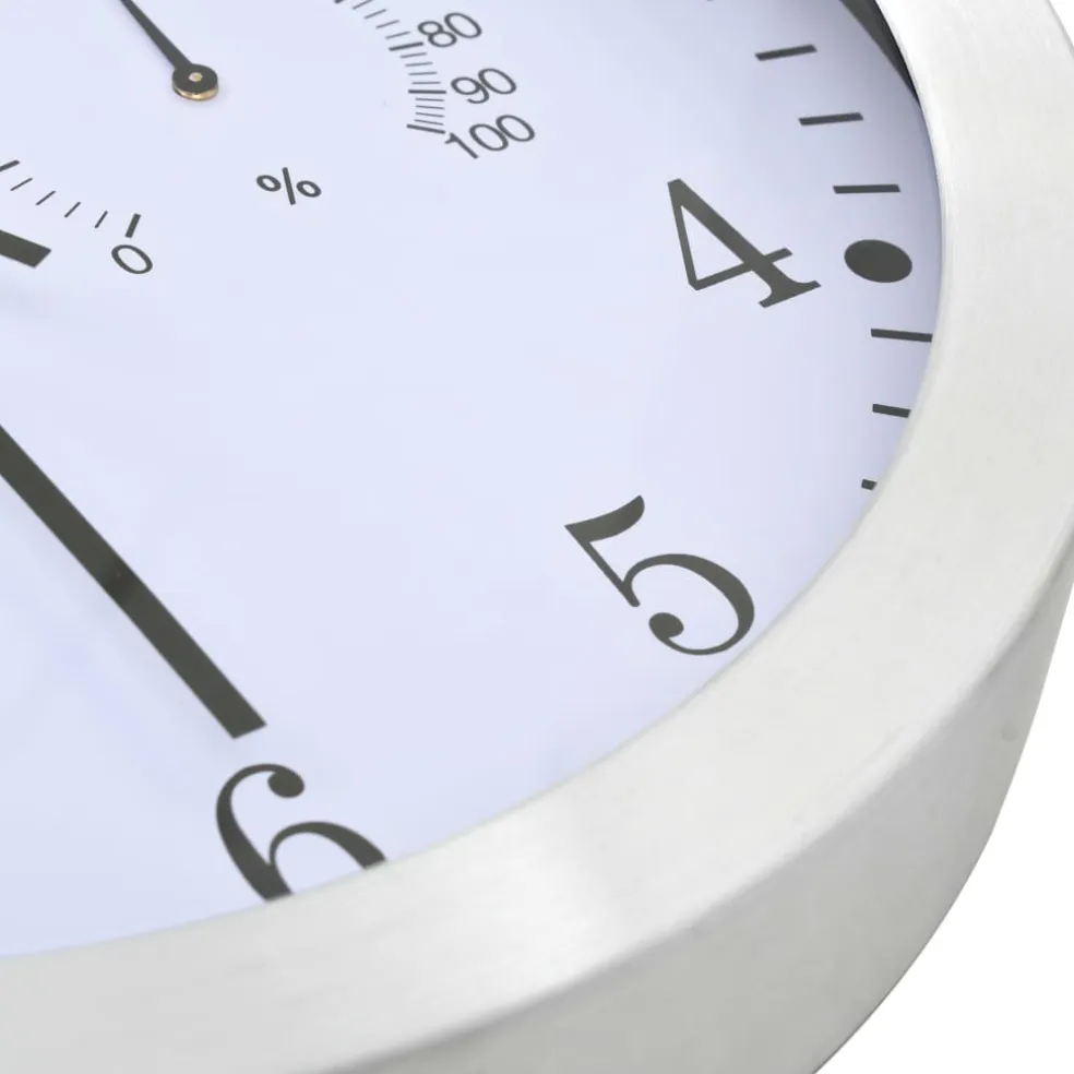 vidaXL Wandklok met quartz-mechanisme hygrometer thermometer 30 cm wit