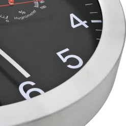 vidaXL Wandklok met quartz-mechanisme hygrometer thermometer 30 cm zwart