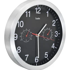 vidaXL Wandklok met quartz-mechanisme hygrometer thermometer 30 cm zwart