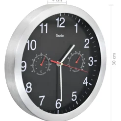 vidaXL Wandklok met quartz-mechanisme hygrometer thermometer 30 cm zwart