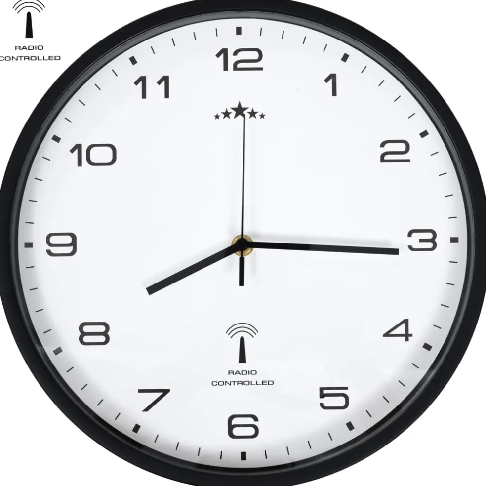 vidaXL Wandklok met quartz uurwerk radiogestuurd 31 cm wit en zwart