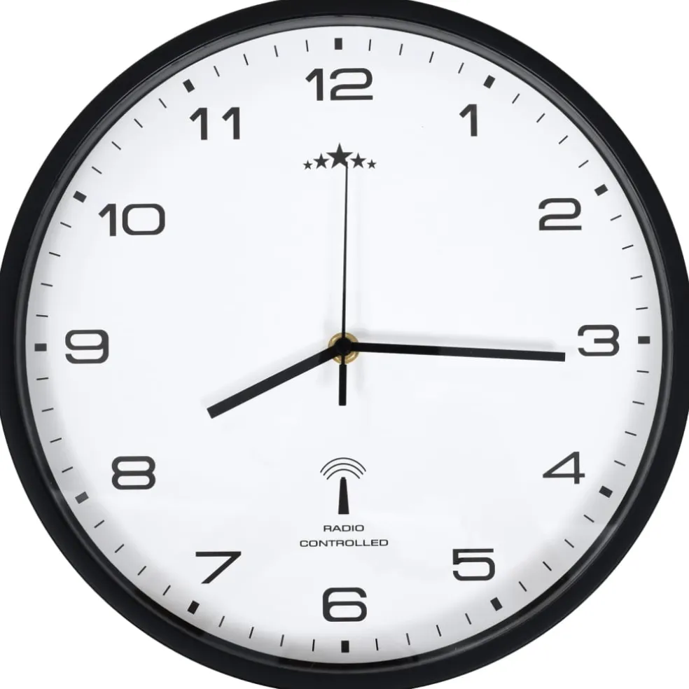 vidaXL Wandklok met quartz uurwerk radiogestuurd 31 cm wit en zwart