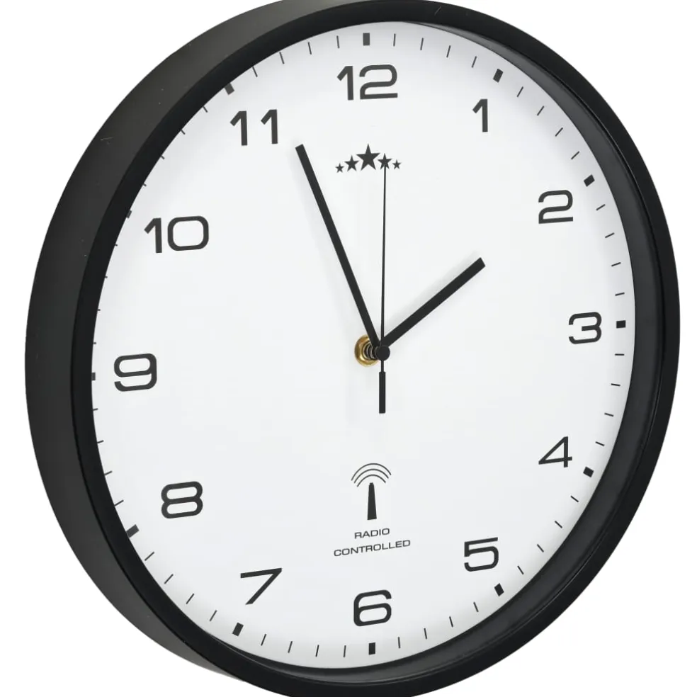vidaXL Wandklok met quartz uurwerk radiogestuurd 31 cm wit en zwart
