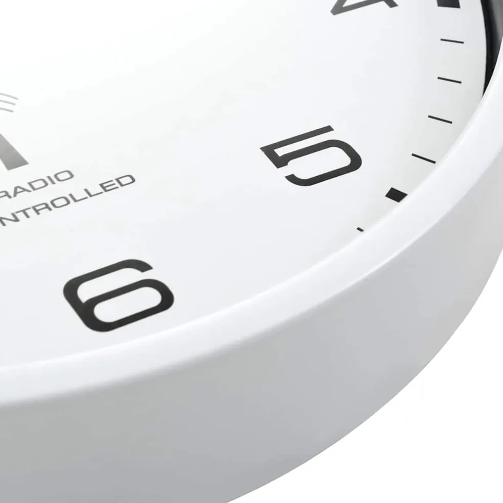 vidaXL Wandklok met quartz uurwerk radiogestuurd 31 cm wit