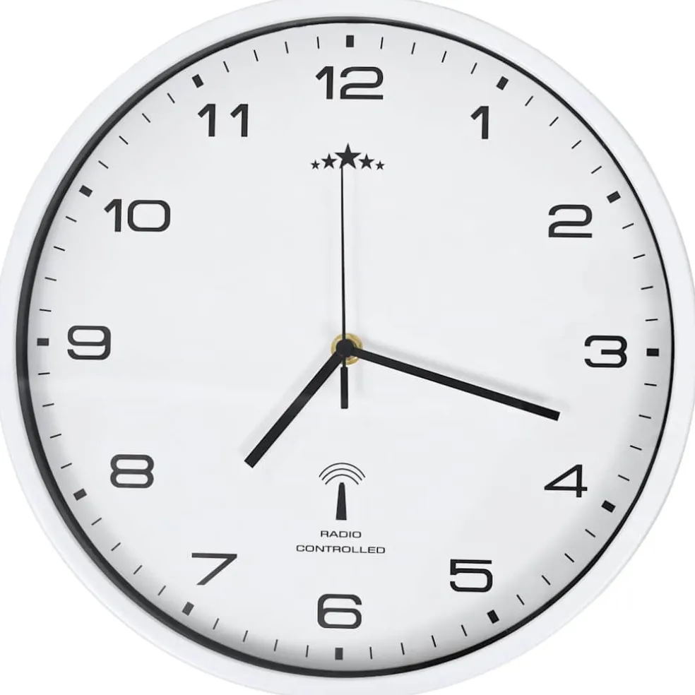 vidaXL Wandklok met quartz uurwerk radiogestuurd 31 cm wit