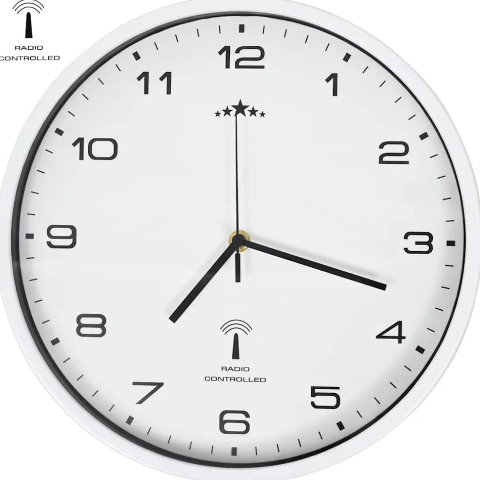 vidaXL Wandklok met quartz uurwerk radiogestuurd 31 cm wit