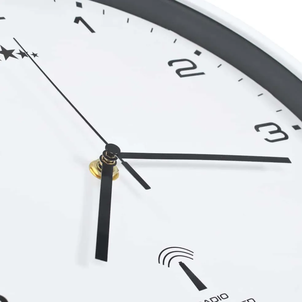 vidaXL Wandklok met quartz uurwerk radiogestuurd 31 cm wit