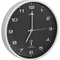 vidaXL Wandklok met quartz uurwerk radiogestuurd 31 cm zwart