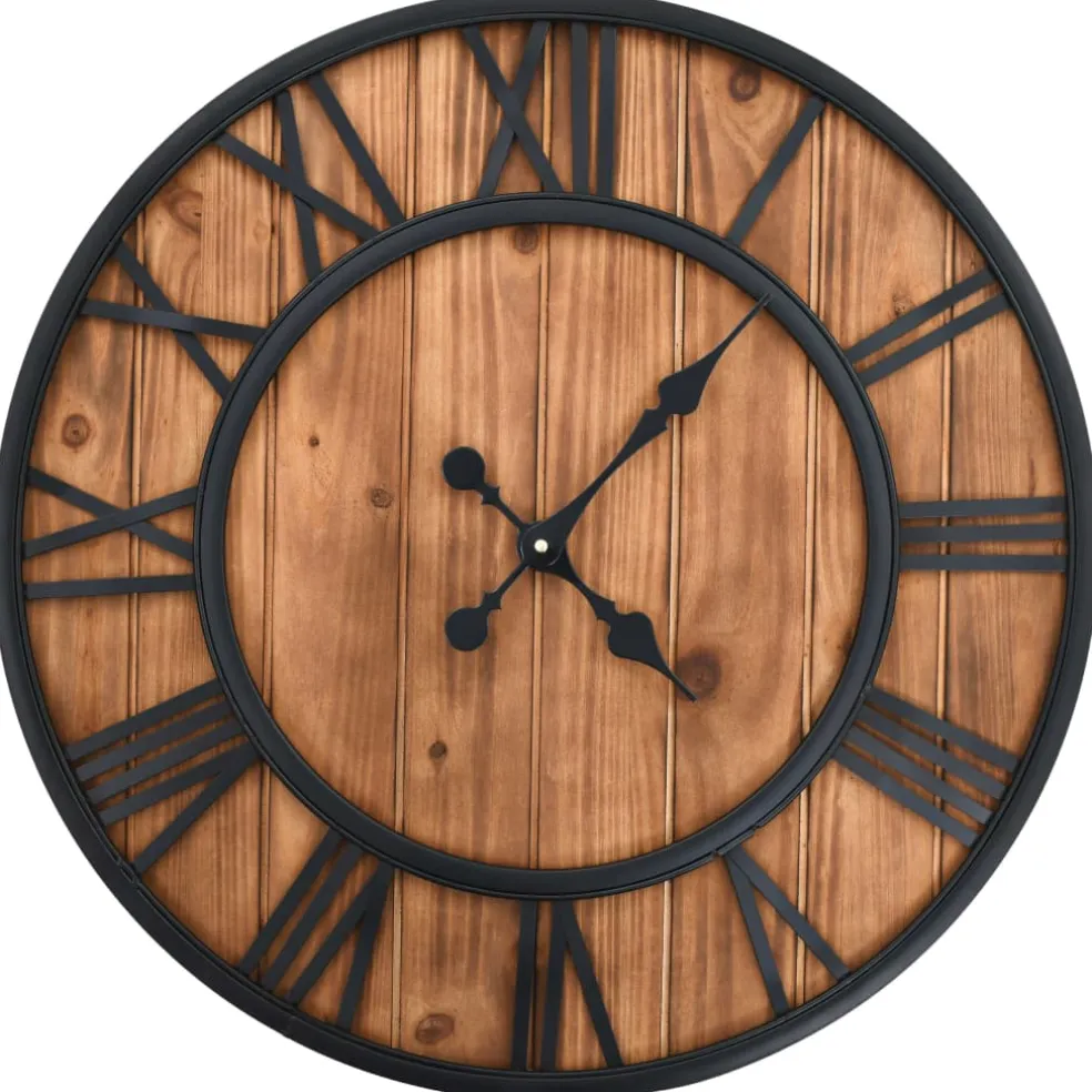 vidaXL Wandklok vintage-stijl quartz-mechanisme XXL 60 cm hout metaal