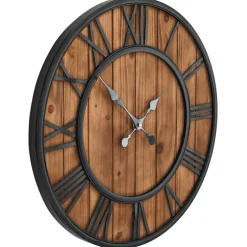 vidaXL Wandklok vintage-stijl quartz-mechanisme XXL 60 cm hout metaal