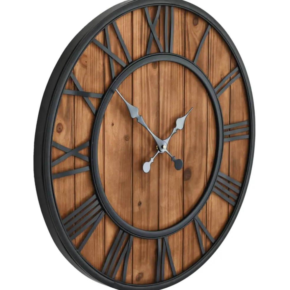 vidaXL Wandklok vintage-stijl quartz-mechanisme XXL 60 cm hout metaal