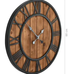 vidaXL Wandklok vintage-stijl quartz-mechanisme XXL 60 cm hout metaal
