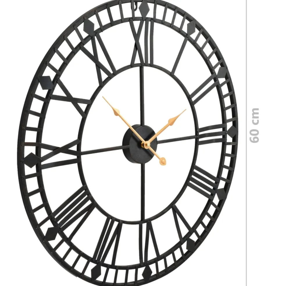 vidaXL Wandklok vintage-stijl met quartz-mechanisme XXL 60 cm metaal